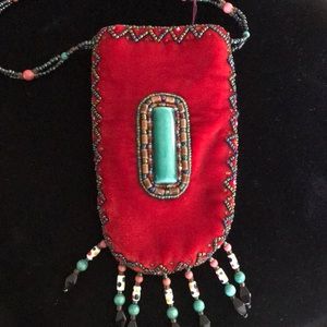 Silk velvet beaded purse